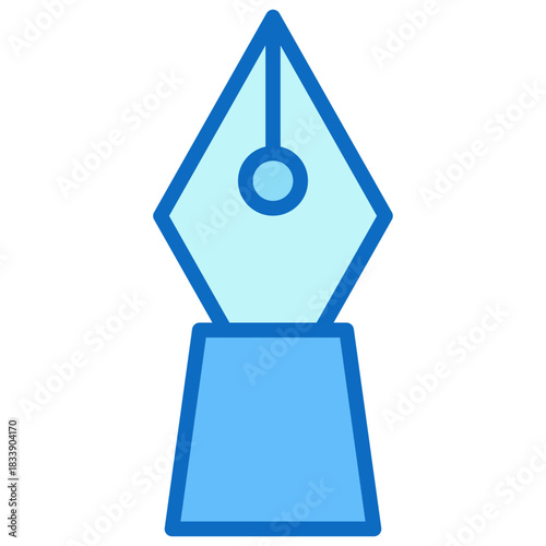 Pen Nib Blue Fill Outline Icon Design Vector - fountain pen nib symbolizing writing, drawing, and creativity