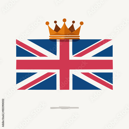 British flag with a golden crown representing the United Kingdom.