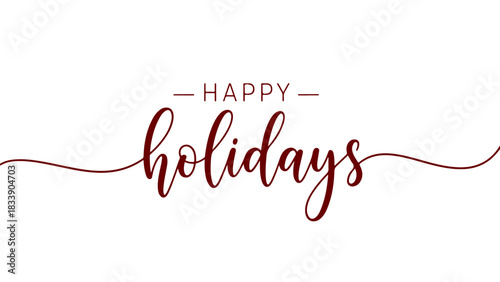 Happy Holidays" greeting card with elegant script font and decorative flourishes