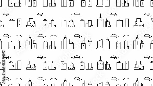 Modern cityscape pattern conveys urban life and cityscapes, perfect for backgrounds and architectural designs