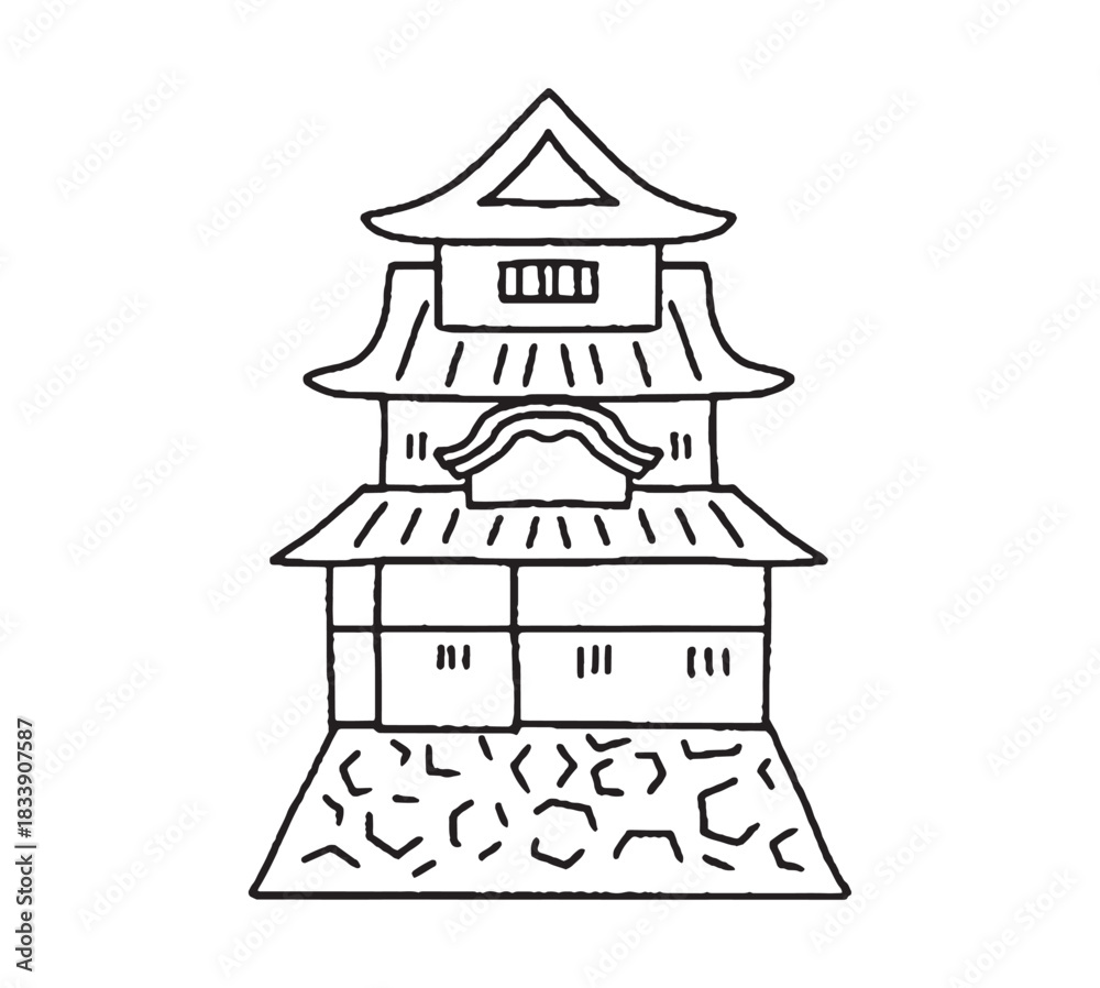 Fototapeta premium 丸亀城の手描きイラスト