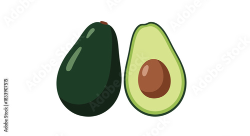 Fresh avocado whole and sliced, inviting and delicious for healthy eating concepts, vibrant green color, cooking ideas, modern food presentation, eye-catching still life