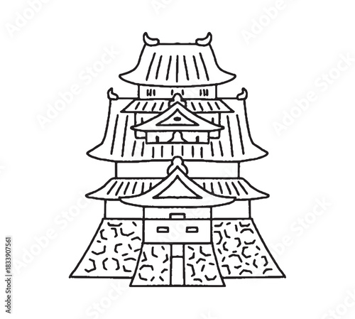 松江城の手描きイラスト