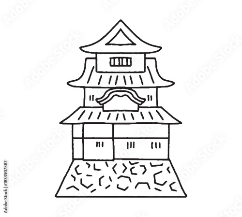 丸亀城の手描きイラスト