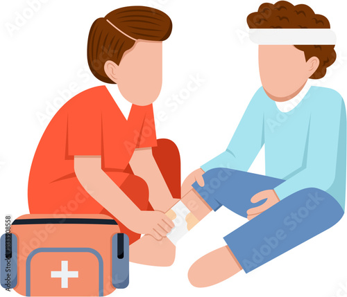 Illustration Of Paramedic Assisting Patient