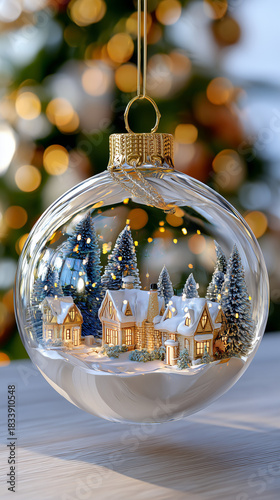 Enchanted Christmas Tree Ornament Video: Glass Ball with Miniature Village Scene Inside