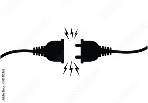 Electric Plug Disconnected Icon: Power Failure, Error, and Breakup