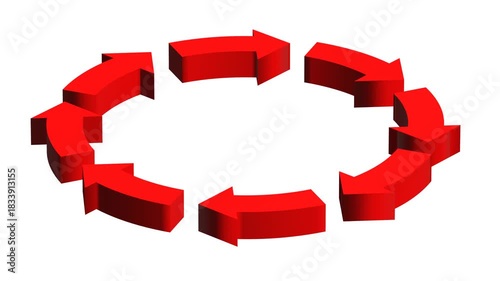 3D Eight rotating arrows (Isometric view).