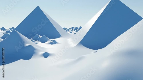 Geometric Glacier Landscape Abstract Mountain Peaks in Winter