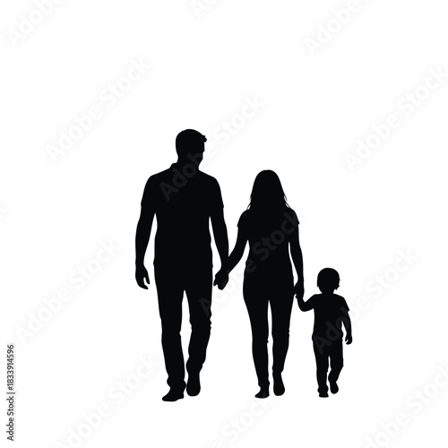 Silhouette of a family walking together