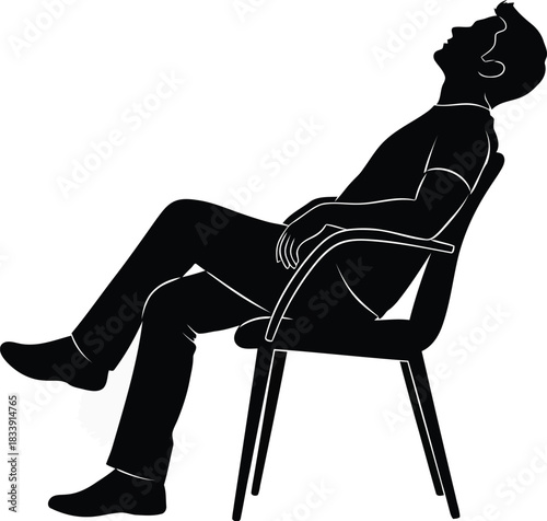 Silhouette of man relaxing sitting back in chair