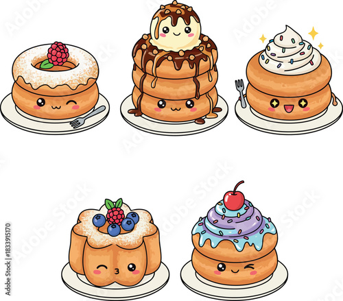 Funnel Cake Illustration Vector with Sweet Powdered Sugar Funnel Cake Carnival Treat Vector Art for Food and Dessert Graphics 