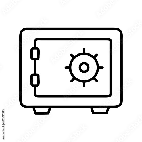 Outline of a safe with a combination lock on white background  