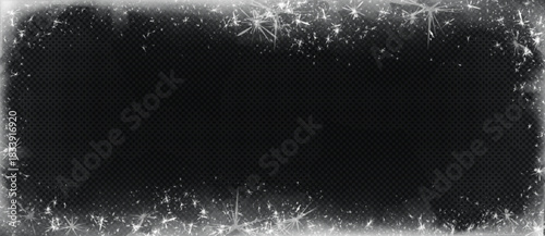Frozen ice frame isolated on transparent background. Vector realistic illustration of winter frost border for holiday card or Christmas party banner decoration, frosty snowflakes pattern overlay