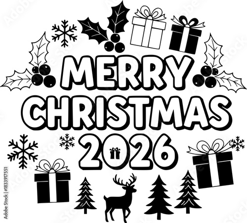 Merry Christmas 2025 Festive Vector 

