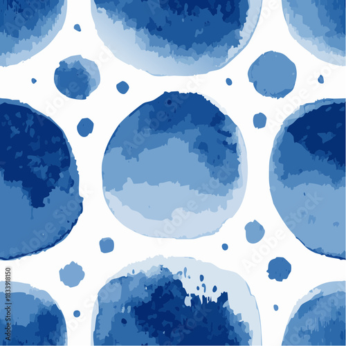 Dirty blue, navy pattern. Gruge texture seamless background. Watercolor endless repeat backdrop. Vector tye die pattern.