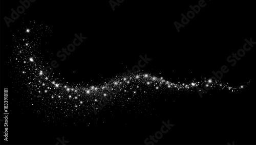 Vector Abstract Shiny Silver Gold Glitter design element. White Glitter Dust and Stars. Glitter Trail. For New Year, Merry Christmas, Birthday and Wedding greeting card and invitation. Luxury