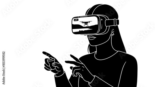 Person wearing vr headset controlling a drone in real time