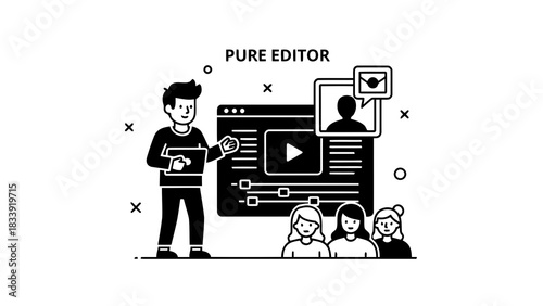 Man presenting video editing software to an audience