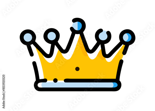 A detailed golden crown on a white background.