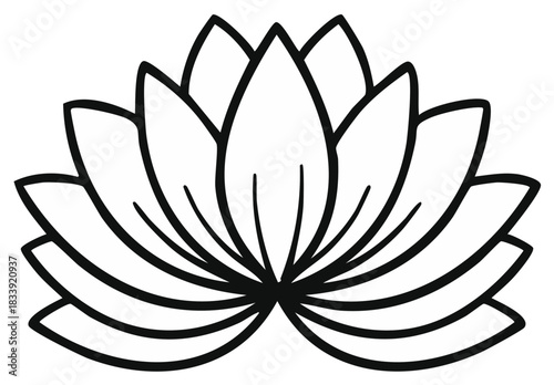 Stylized Lotus Flower Outline Vector Illustration