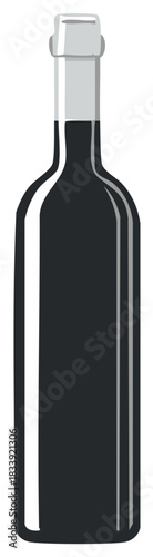 Classic red wine bottle with silver foil cap vector illustration