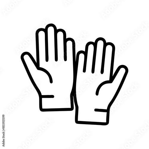 Two hands wearing gloves in an outline style  