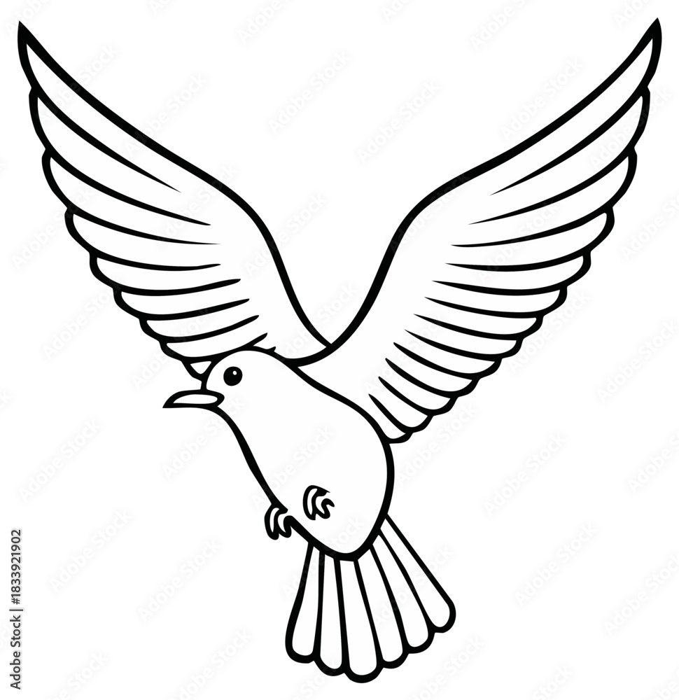 Fototapeta premium Stylized Line Art of a Bird in Flight, Depicting Peace and Freedom, simple bird illustration