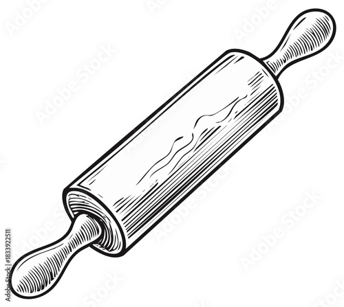 Traditional Wooden Rolling Pin for Dough and Pastry Preparation