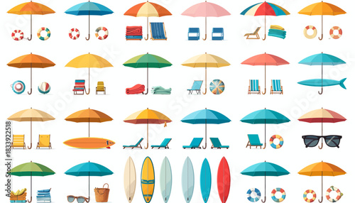 set of colorful umbrellas