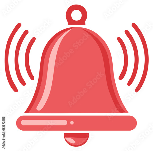 Red alert bell with sound waves ringing notification symbol