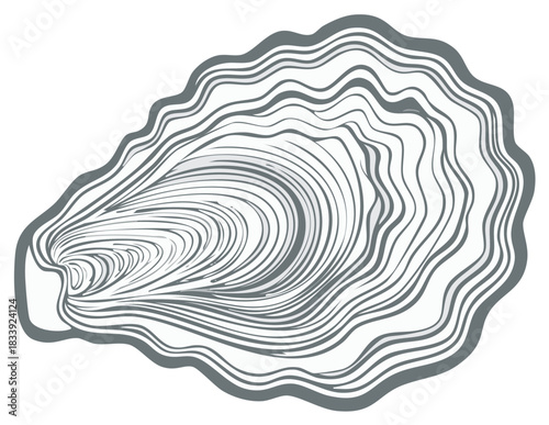 Elegant stylized oyster shell vector art marine life seafood delicacy concept illustration
