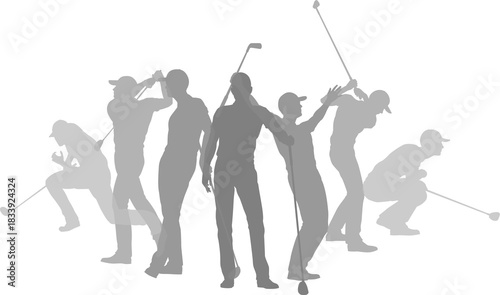 Silhouette golf player set....