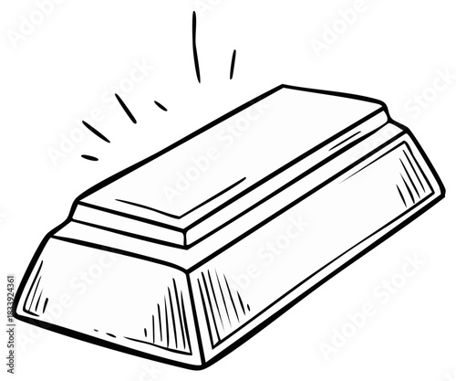Line Art Gold Bars Shining for Fortune and Wealth Creation Projects Depicting Precious Metal Resources