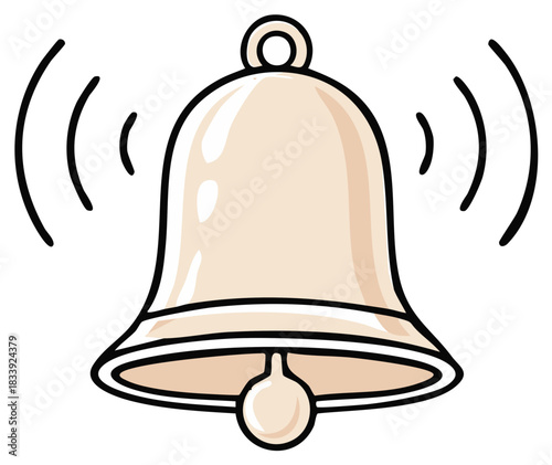 Cartoon ringing bell illustration with sound waves depicting an important alert or notification
