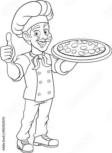 A chef cook holding a pizza...