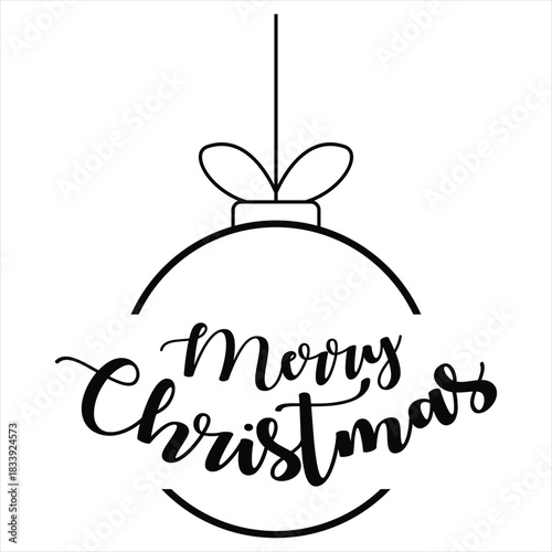 Minimalist Merry Christmas Ornament – Black and White Holiday Greeting Design