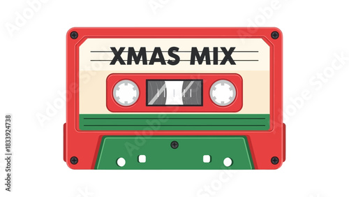 Retro 80s Cassette Tape Christmas Mix Vector