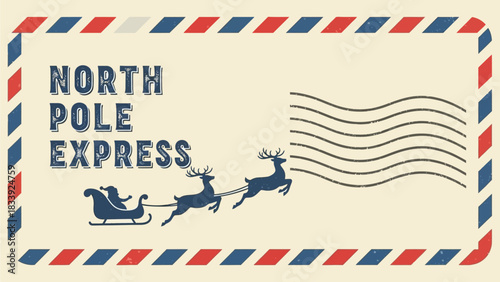 Vintage North Pole Express Air Mail Stamp Vector