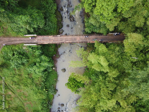 Dutch-made wooden bridge structures in Indonesia generally use sturdy ironwood frame construction, with several examples such as the Sei Karau Bridge in Central Kalimantan, which uses a wooden girder 