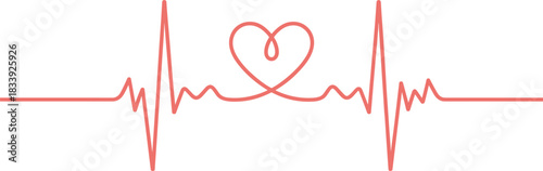 Heartbeat Line with Love Heart Symbol Vector Design