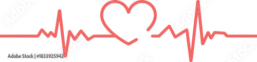 Heartbeat Line with Heart Shape Vector Illustration