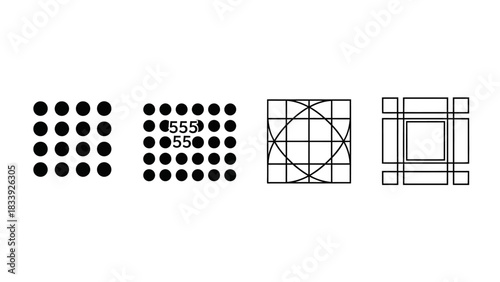 Geometric pattern evolution showcasing different styles and complexities in design representation