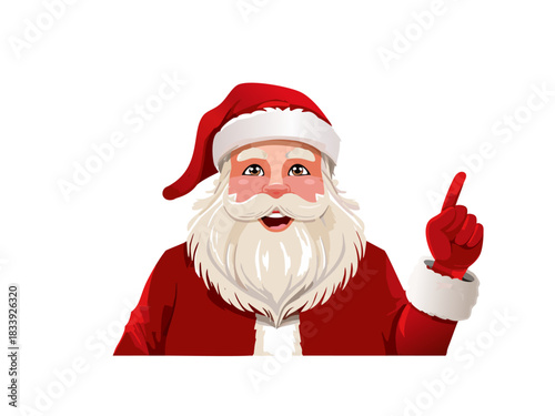 Vector Santa Claus Pointing, Christmas Santa Illustration Gesture