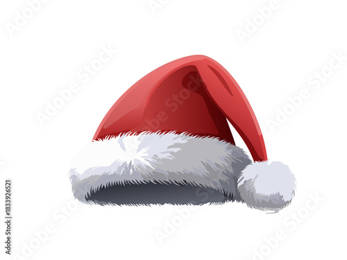 Vector Santa Hat, Christmas Red Santa Claus Cap Illustration