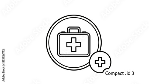 Minimalist first aid kit icon with circular design suitable for medical themes