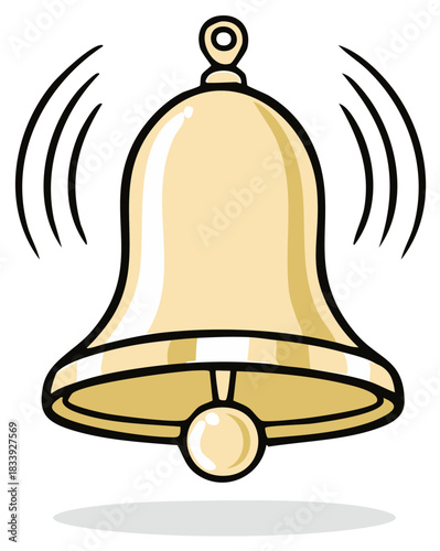 Golden Bell Ringing with Sound Waves Illustration