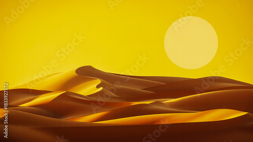 Fototapeta Naklejka Na Ścianę i Meble -  Golden desert dunes under a bright yellow sun sand