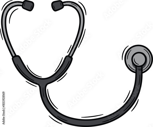 Realistic Stethoscope Medical Instrument Vector Illustration: Detailed Two-Tone Icon for Cardiology, Healthcare, Doctor Supplies, or Emergency and Wellness Graphics.