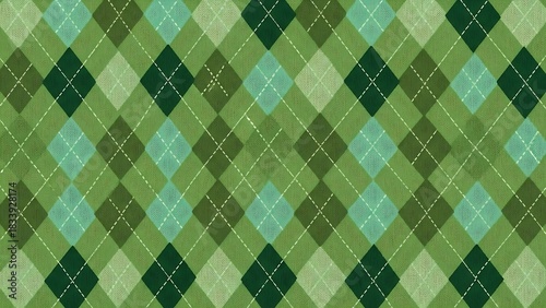 Classic argyle pattern seamless shades of green for textile and background classic argyle pattern featuring diamond shapes in shades of dark green, forest green,